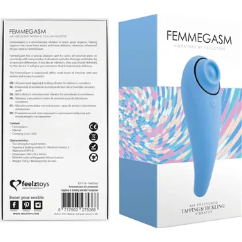 Vibrátor FEELZTOYS Femmegasm - akumulátorový 2v1 klitoridální vibrátor (modrý)