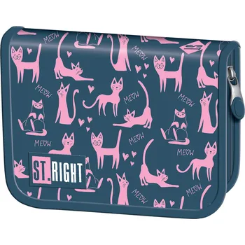 Penál Penál jednopatrový St.RIGHT - Lazy Cats, PC03, rozměry: 20,5 x 14 x 3,5 cm