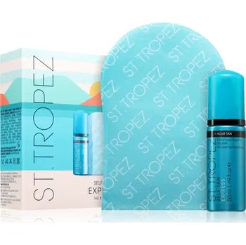 Samoopalovací přípravek St.Tropez Express Mini Kit St.Tropez Self Tan Express samoopalovací pěna pro rychlé opálení 50 ml + St.Tropez Luxe Velvet Applicator Mitt aplikátor na samoopalovací krém oboustranný 1 ks