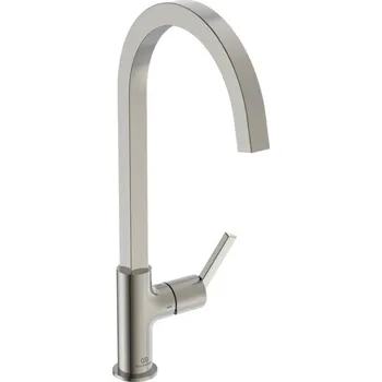 Vodovodní baterie Ideal Standard Gusto - Dřezová baterie s vysokým hranatým otočným výtokem, ušlechtilá ocel BD411GN