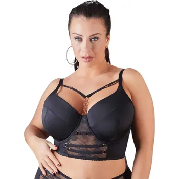 Podprsenka Cottelli Plus Size - krajková podprsenka s pásky (černá) - 90D