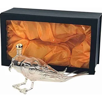 Skleněná ručně foukaná láhev papoušek, 350 ml