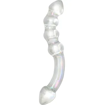 Dildo Rimba Xena - dvojitý skleněný dildo (průhledný)
