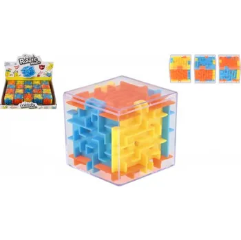 Desková hra Kostka hlavolam s kuličkou 4x4x4 plast 20ks v boxu