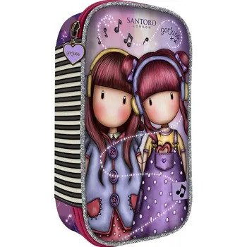 Penál Oválný penál (vybavený) Santoro London - The Duet, Rozměry: 12,5 x 22 x 6cm