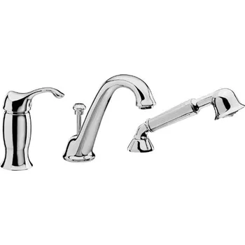 Vodovodní baterie Faris Colonial - vanová baterie stojánková, tříotvorová s výsuvnou sprchou, chrom 7060