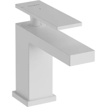 Vodovodní baterie Hansgrohe Tecturis E Páková umyvadlová baterie 80 CoolStart EcoSmart+ s odtokovou soupravou s táhlem, matná bílá 73002700