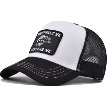 Kšiltovka Čepice s kšiltem Bavlněná Kšiltovka FISH FEAR ME Bílá