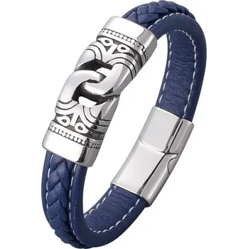 Náramek Pánský ocelový proplétaný náramek Modrý - Délka 21 cm