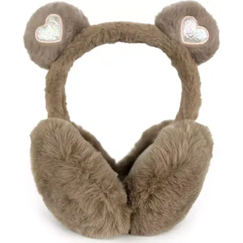 Klapky na uši Plyšové klapky na uši Glitter teddy Hnědé