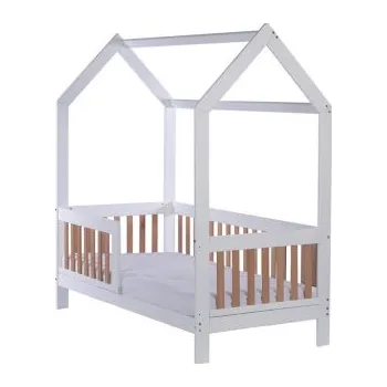 Dětská postel Dětská postel domeček se zábradlím a roštem Drewex Casa Bambini 160x80x174 cm