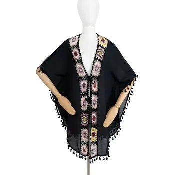 Dámská tunika ArtOfPolo pončo na plavky Pareo Figari Černá