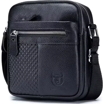 Bullcaptain pánská kožená messenger taška Turid Černá 4L