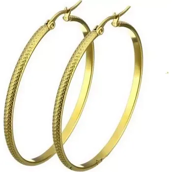 Náušnice Ocelové náušnice kruhy 30-35 mm Snake zlaté - Průměr 30 mm