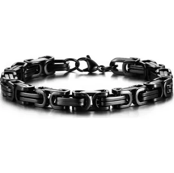 Náramek Pánský náramek z oceli Be Hard Černý 8 mm / 19-24 cm - Délka 21,5 cm