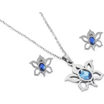 Souprava šperků Sada šperků z oceli sluníčko s krystalem stříbrný