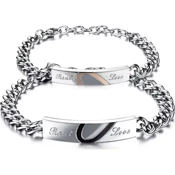 Náramek Titan Jewerly Náramky pro dva z chirurgické oceli Real Love Stříbrné