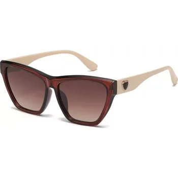 Sluneční brýle GISELLE CAT EYE dámské sluneční brýle se srdíčkem Hnědé