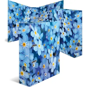 Designový pákový pořadač A4 7cm karton motiv - Modré květy