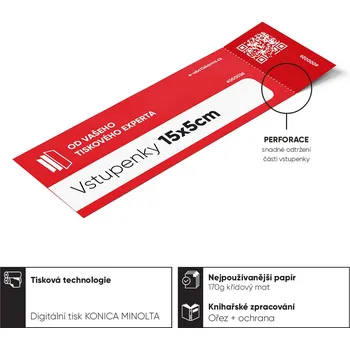 Svatební dekorace Vstupenky 15 x 5 cm Barevné jednostranné - 4/0 (CMYK)