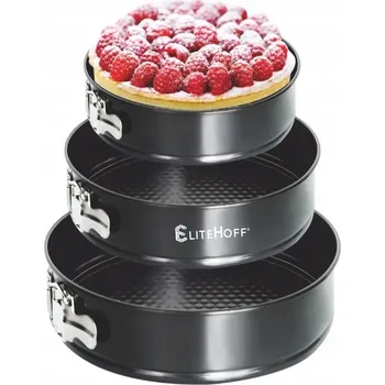 Forma na pečení SADA 3 x FORMA NA DORT 20, 22, 24 cm kulatá na pečení dortů ELITEHOFF 8042