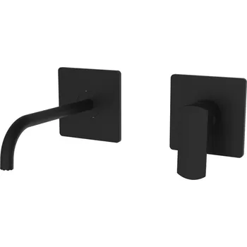 Vodovodní baterie Teorema Edge- Umyvadlová baterie pod omítku, komplet, výtok 220 mm, výpusť CLICK černá 8E318BB