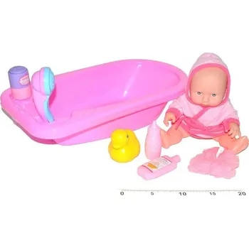 Panenka Miminko tvrdé tělo 24cm ve vaničce s doplňky 6ks