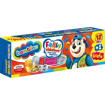 Vodová barva Temperové barvy BAMBINO 20 ml 12 barev, včetně zlaté a stříbrné