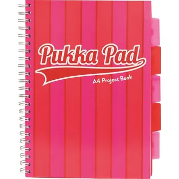 Blok Pukka Pad projektový blok Pukka Stripe A4, 200 stran, linky 8 mm, růžový, linkovaný