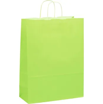 Nákupní taška Papírová taška světle zelená 32x14x42 kroucené ucho vroubkovaný vzhled