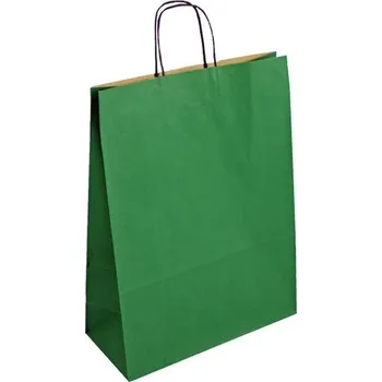 Nákupní taška Papírová taška tmavě zelená 32x14x42 kroucené ucho vroubkovaný vzhled Toptwist