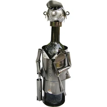 Stojan na víno Kovový stojan na víno, motiv golfista, 13 x 11 x 22cm