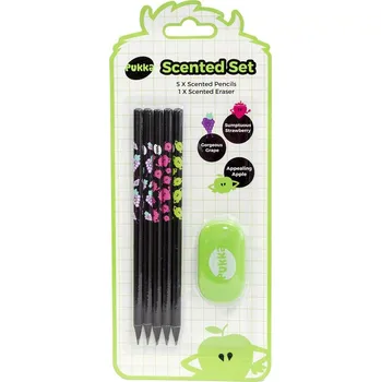 Grafitová tužka Sada 5 voňavých tužek s gumou(jahoda, hroznové víno, jablko),guma s vůní jablka
