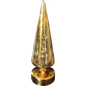 Vánoční dekorace Dekorační špice zlatá s LED osvětlením, výška 27cm