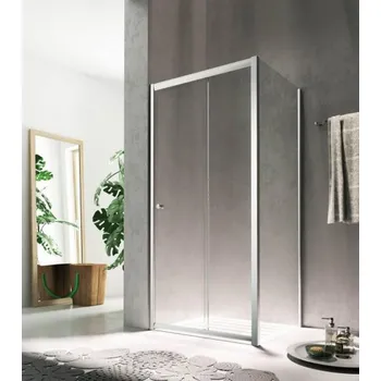 Glass 1989 Isy - Sprchový kout posuvné dveře do niky nebo v kombinaci s boční stěnou, velikost 110 cm, profily chromové, čiré sklo, GEO1006T500