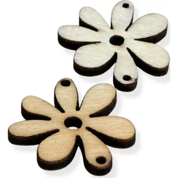 Dřevěné květy přírodní - 50 ks