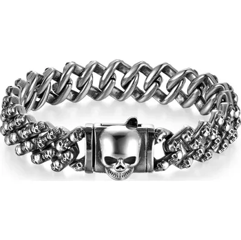 Náramek Punkový vintage náramek z chirurgické oceli Lebky Stříbrný