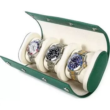 Box na hodinky Contacts® Kožené pouzdro na 3 hodinky Saffiano Zelené