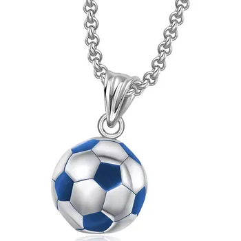 Přívěsek Přívěsek z chirurgické oceli Fotbalový míč Modrý - Model BEZ ŘETÍZKU (pouze přívěsek)