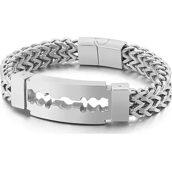 Náramek Punkový náramek z chirurgické oceli Razor Žiletka Stříbrná
