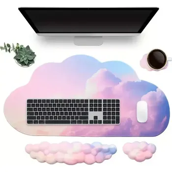 Podložka pod myš Huado XXL ergonomický set podložek k PC 4v1 Obláčky