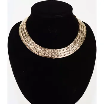 Náhrdelník Štrasový chocker náhrdelník s krystalmi Lora Zlatý