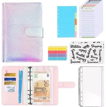 Diář Lifestyle Pořadač s kroužky a 12 fóliemi - listy - nálepky A6 Holografická