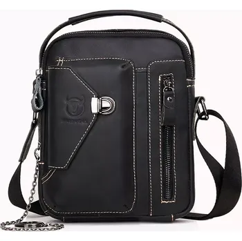 Bullcaptain pánská kožená taška s řetízkem Miltiade Černá