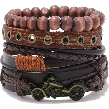 Náramek Sada 4 kusů pánských náramků s Motorkou