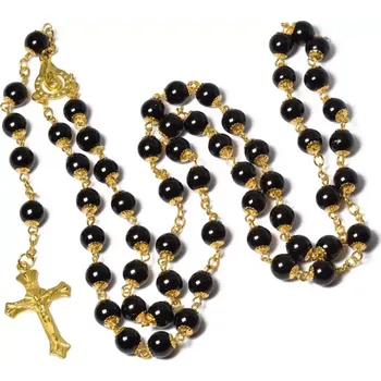 Náhrdelník Růženec Dominicus Černo zlatý
