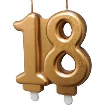 Dortová svíčka Narozeninová svíčka 18 zlatá - dekorace na dort, osmnáctka 10 cm