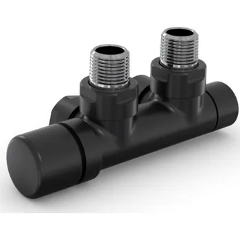 Radiátor Zehnder Příslušenství - Set Q armatura rohová 1/2", rozteč připojení 50 mm, s ruční regulační hlavicí/přívodem vlevo, černá matná 839109-0557