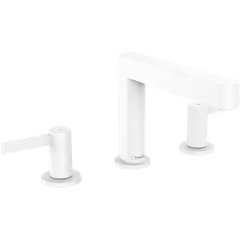 Vodovodní baterie Hansgrohe Finoris 3-otvorová umyvadlová baterie110 s odtokovou soupravou Push-Open, matná bílá 76033700