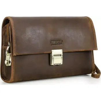 Kosmetická taška Contacts® pánská kožené etue do ruky se zámkem Engelmar